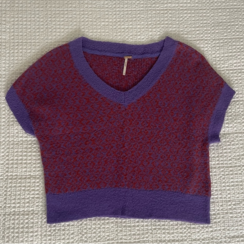 Free People Supernova Purple Short Sleeve Sweater